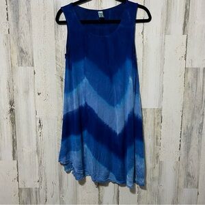 India Boutique Vibrant Blues Chevron Pattern Dress Free Size